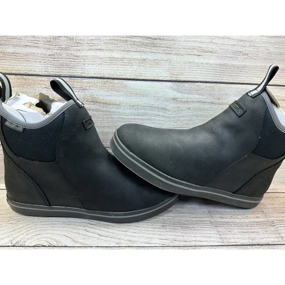 XTRATUF Men's Black Waterproof Chelsea Ankle Leather Rain Boots Size 8.5 M